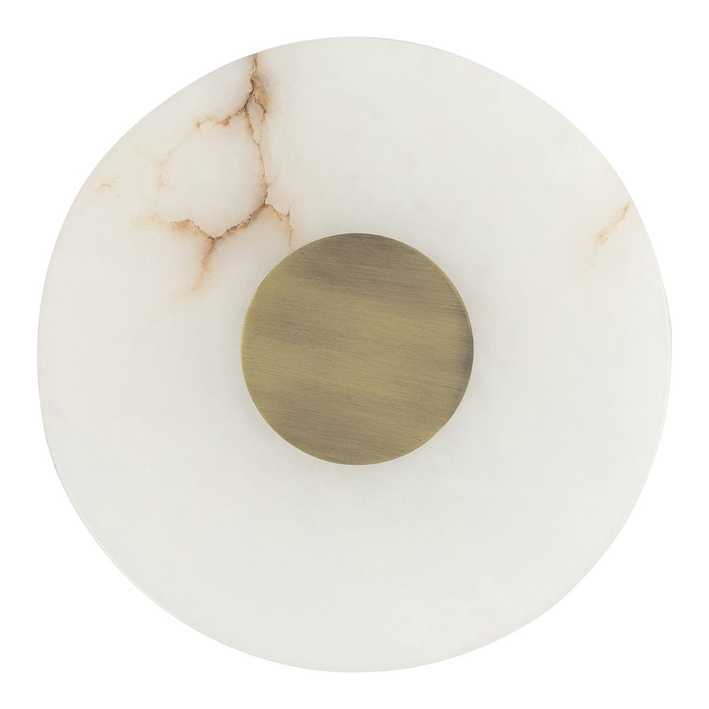 Heal's Ebro Alabaster LED Wall Light Brushed Gold IP44 Round 2