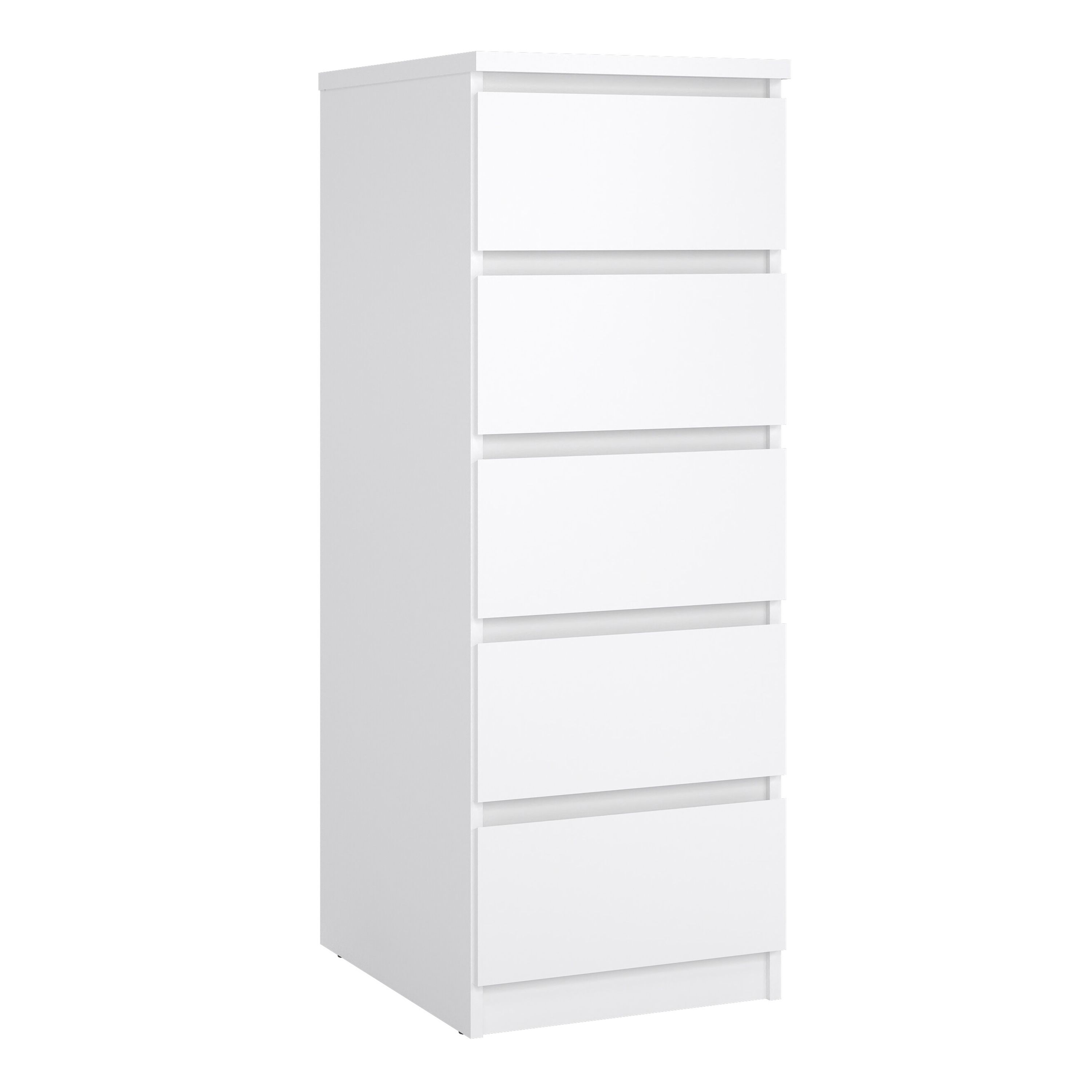 Furniture To Go Naia Narrow Chest of 5 Drawers in White