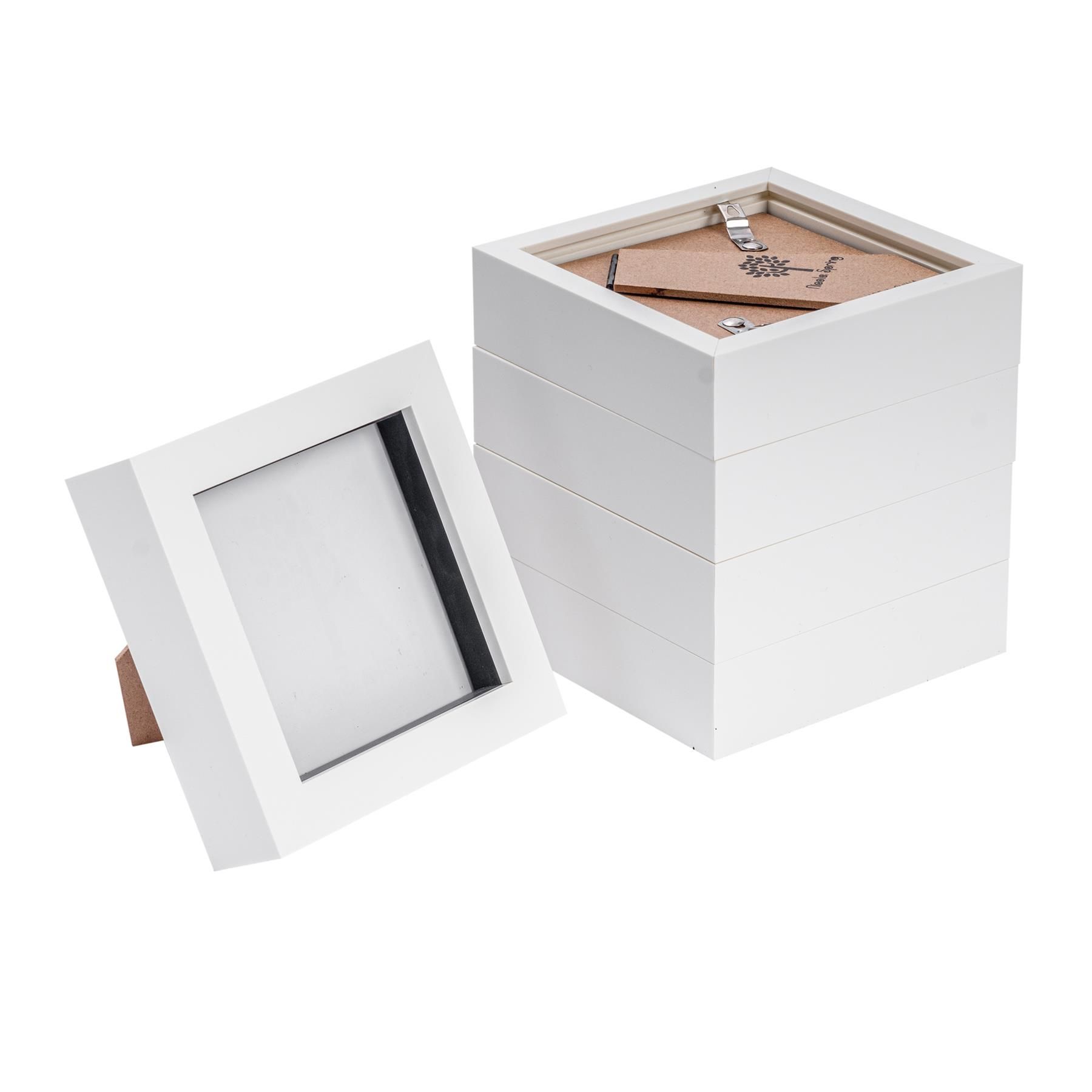 Nicola Spring 3D Box Photo Frames - 4 x 4" - Pack of 5 in White