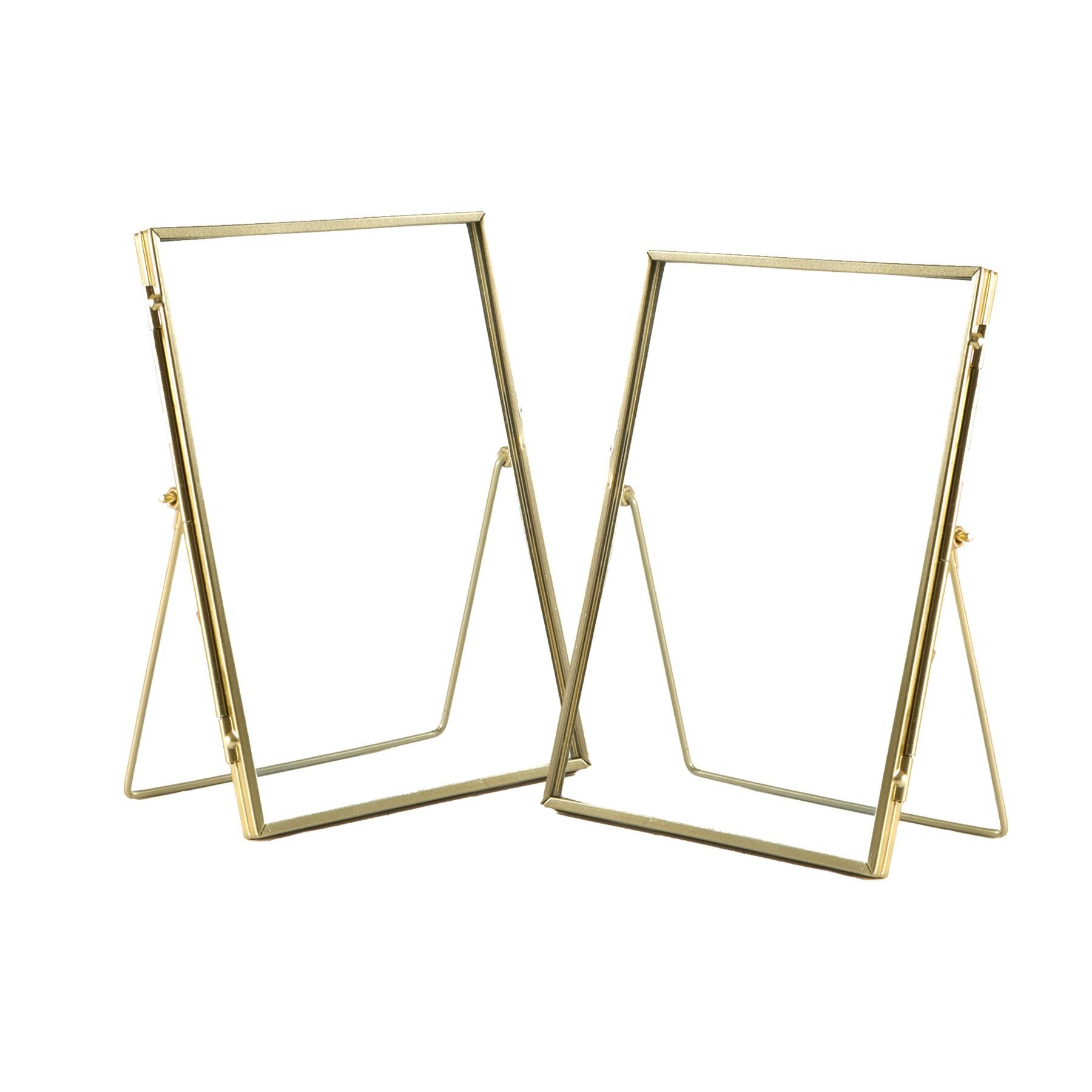 Nicola Spring 2x Standing Metal Photo Frames - 6" x 8" Picture Display Poster Frame in Gold