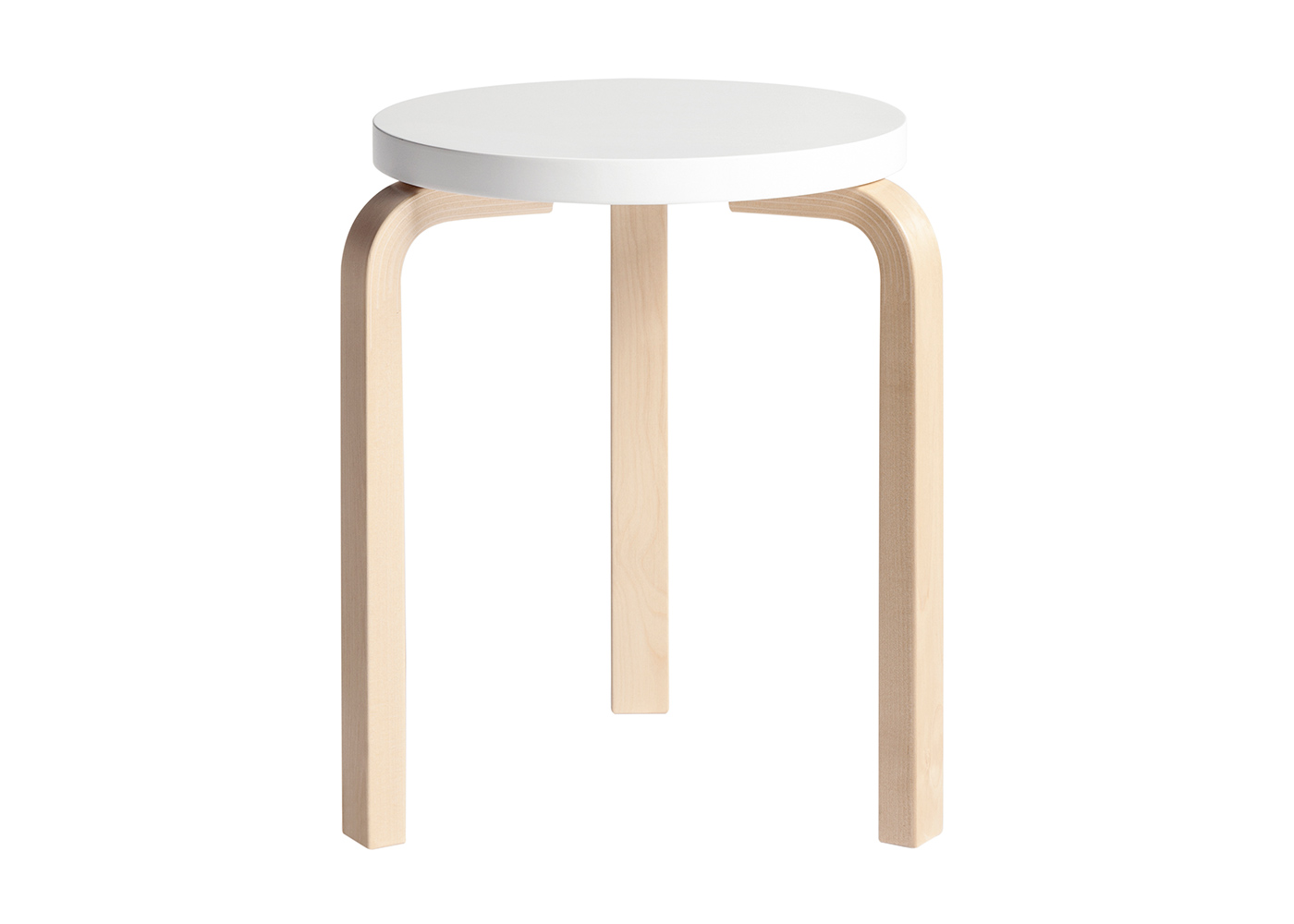 &Tradition Stool 60 Natural Birch White Lacquered Seat