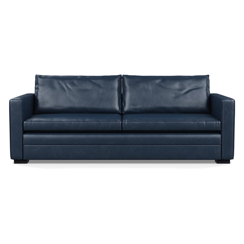 Heal's Palermo 4 Seater Sofa Leather Stonewash Navy Blue 279 Black Feet