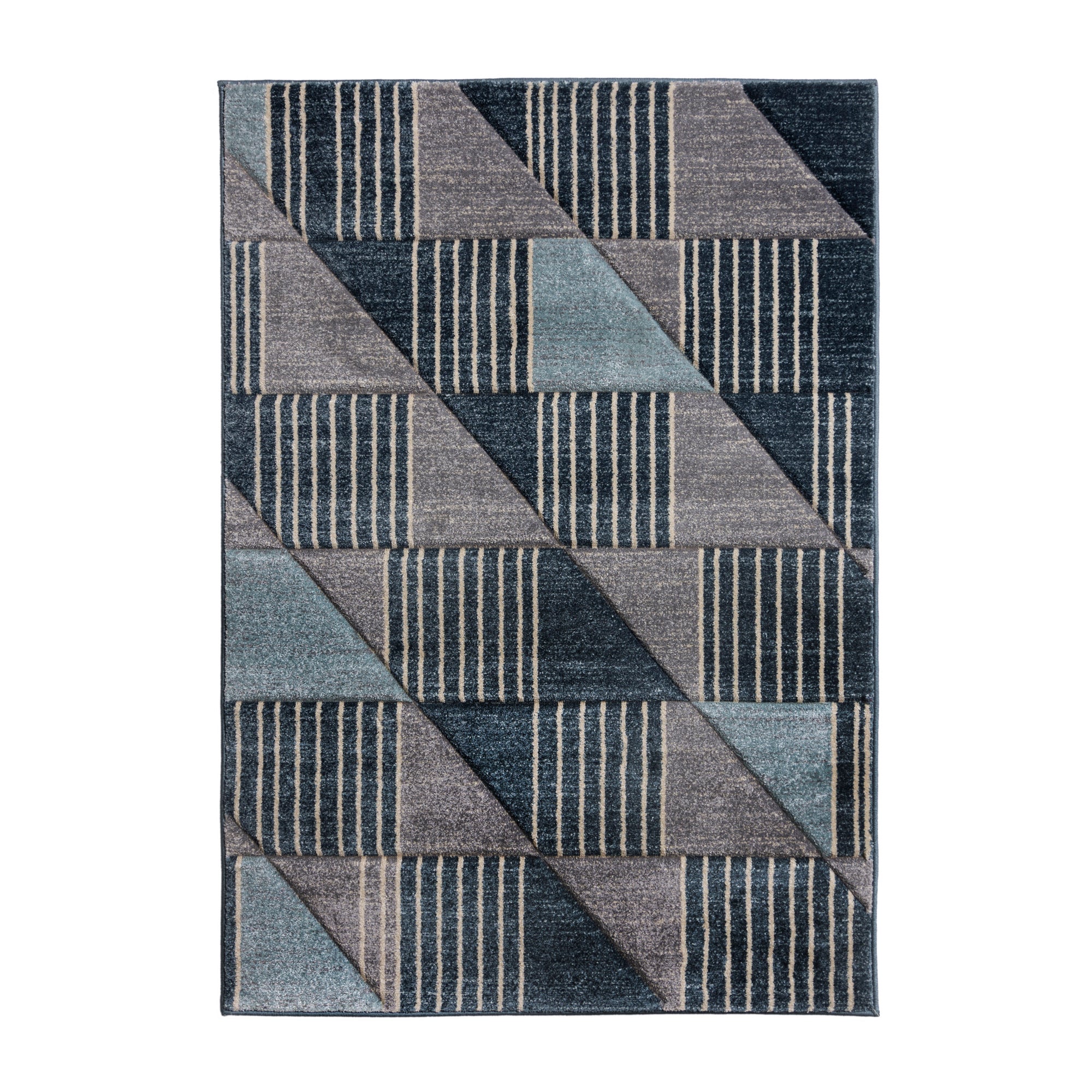 Velocity Geometric Rug Blue, Grey and White