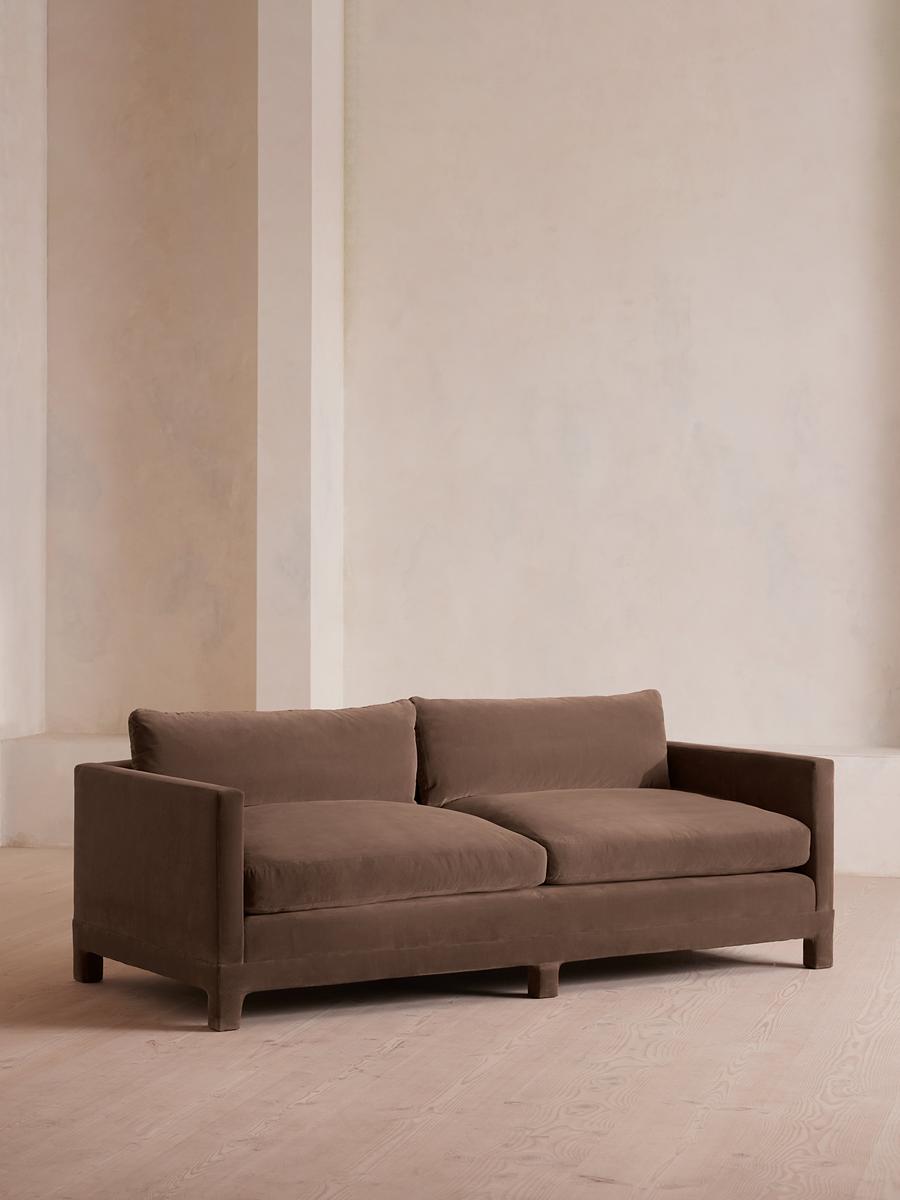 Ashford Three Seater Sofa, Velvet, Taupe