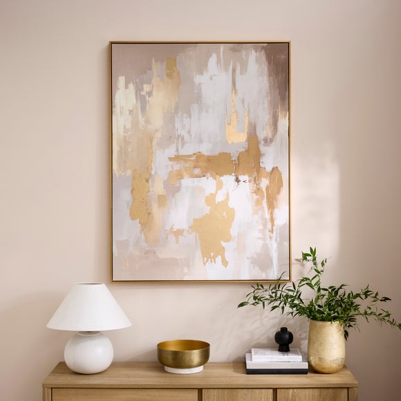 Abstract Gold & Neutral Framed Canvas