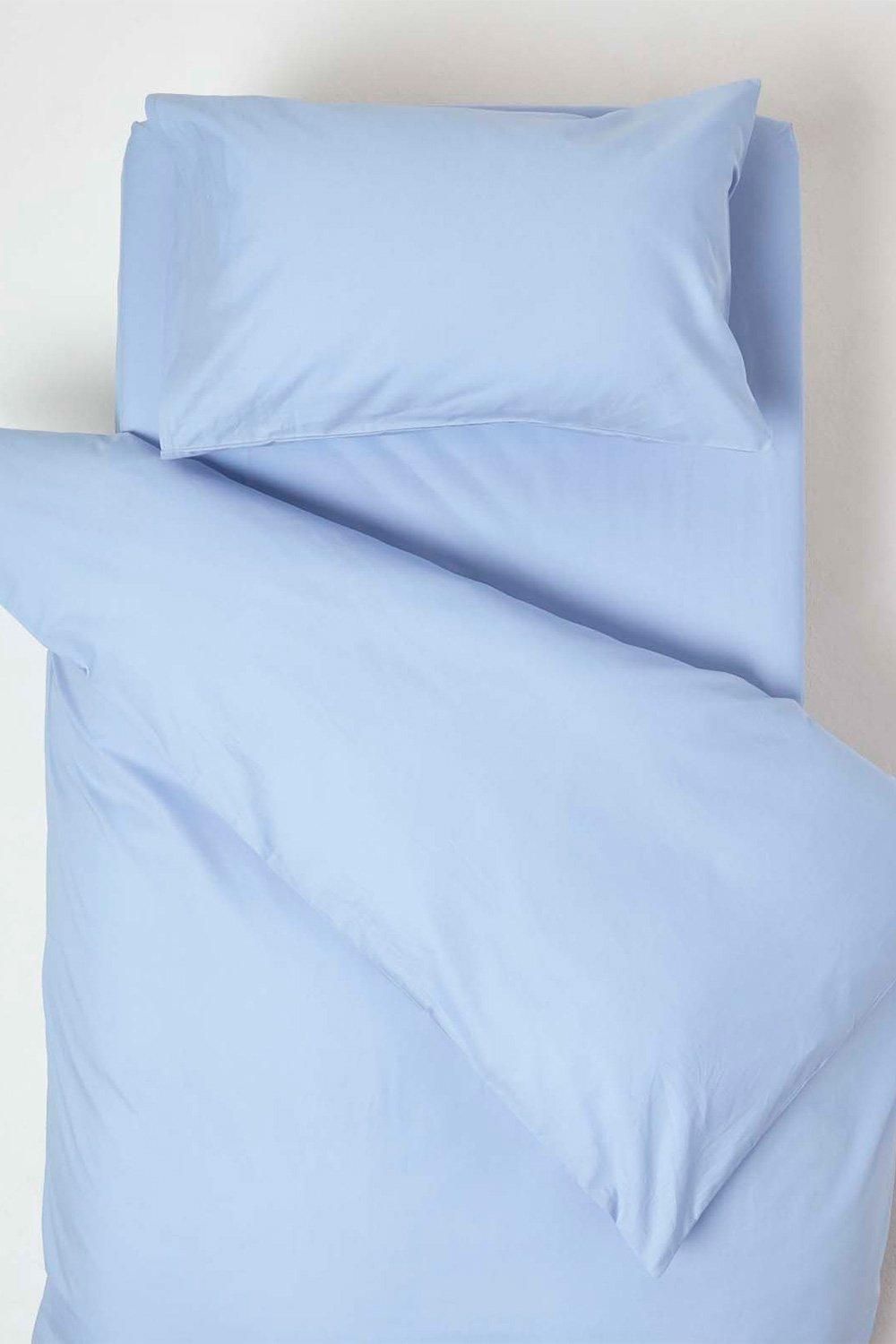 Homescapes Cotton Cot Bed Duvet Cover Set 200 Thread Count in Blue