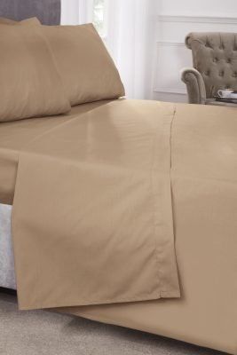 New Edge Blinds Percale Collection 180 Thread Count Percale Flat Sheet in Brown