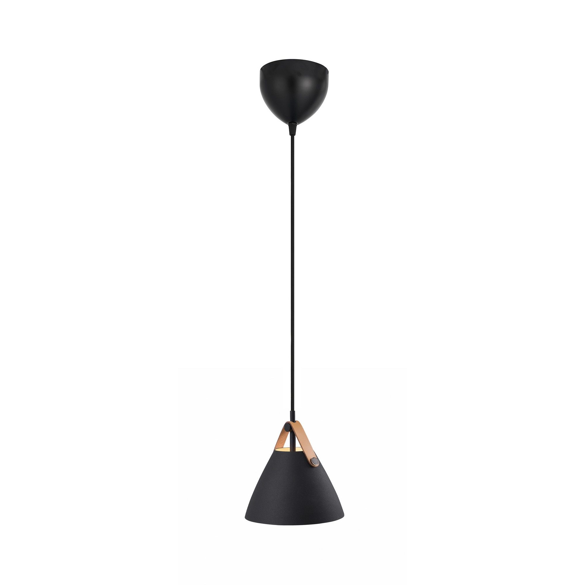 Nordlux Modern Indoor Pendant Light Black Metal GU10 Brown & Black Strap - Mains Powered, IP20