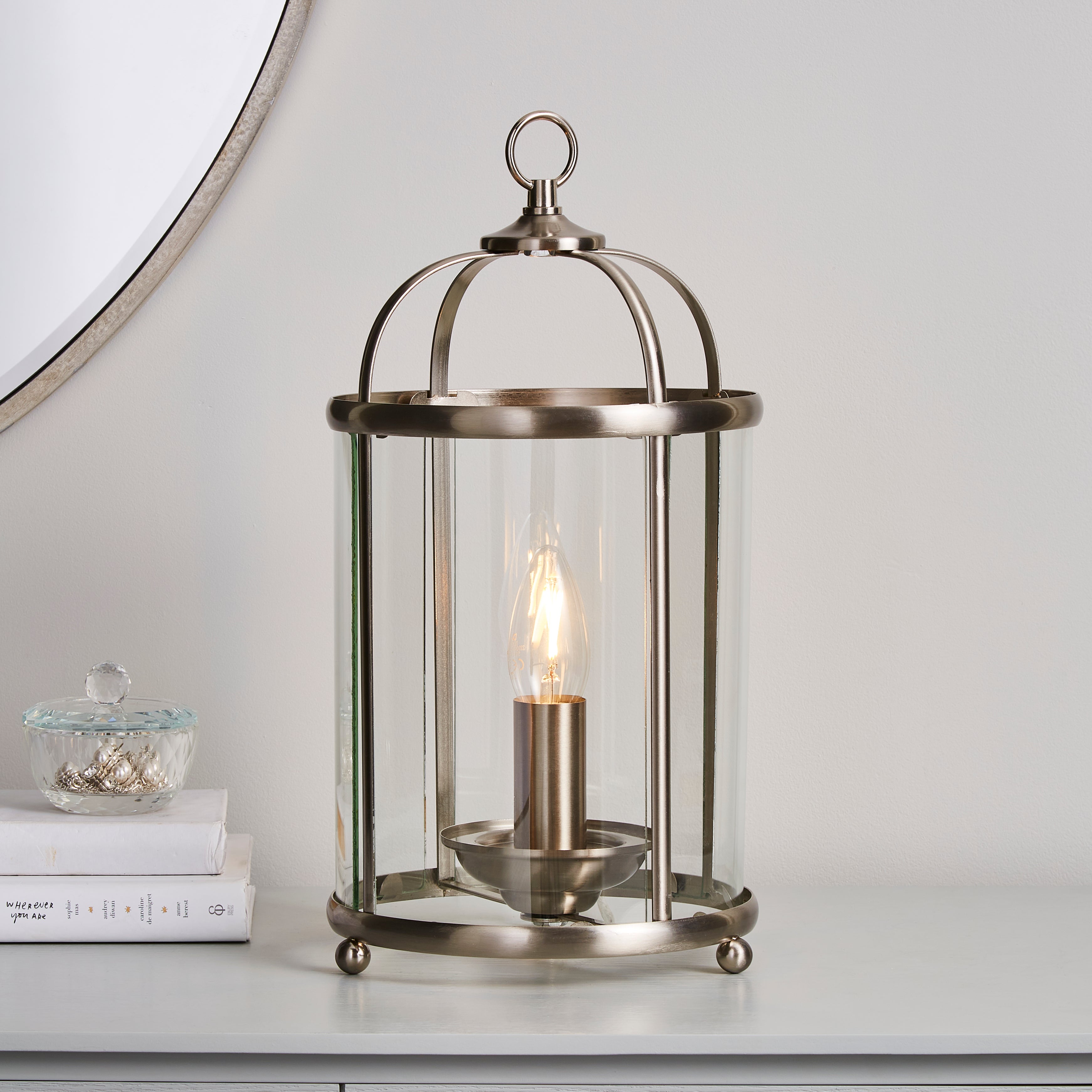 Hurricane Satin Nickel Table Lamp Chrome