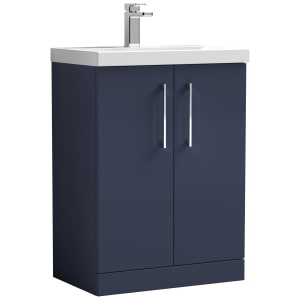 Nuie Arno Mignight Blue Freestanding 2 Door Vanity Unit & Basin - 840 x 610mm