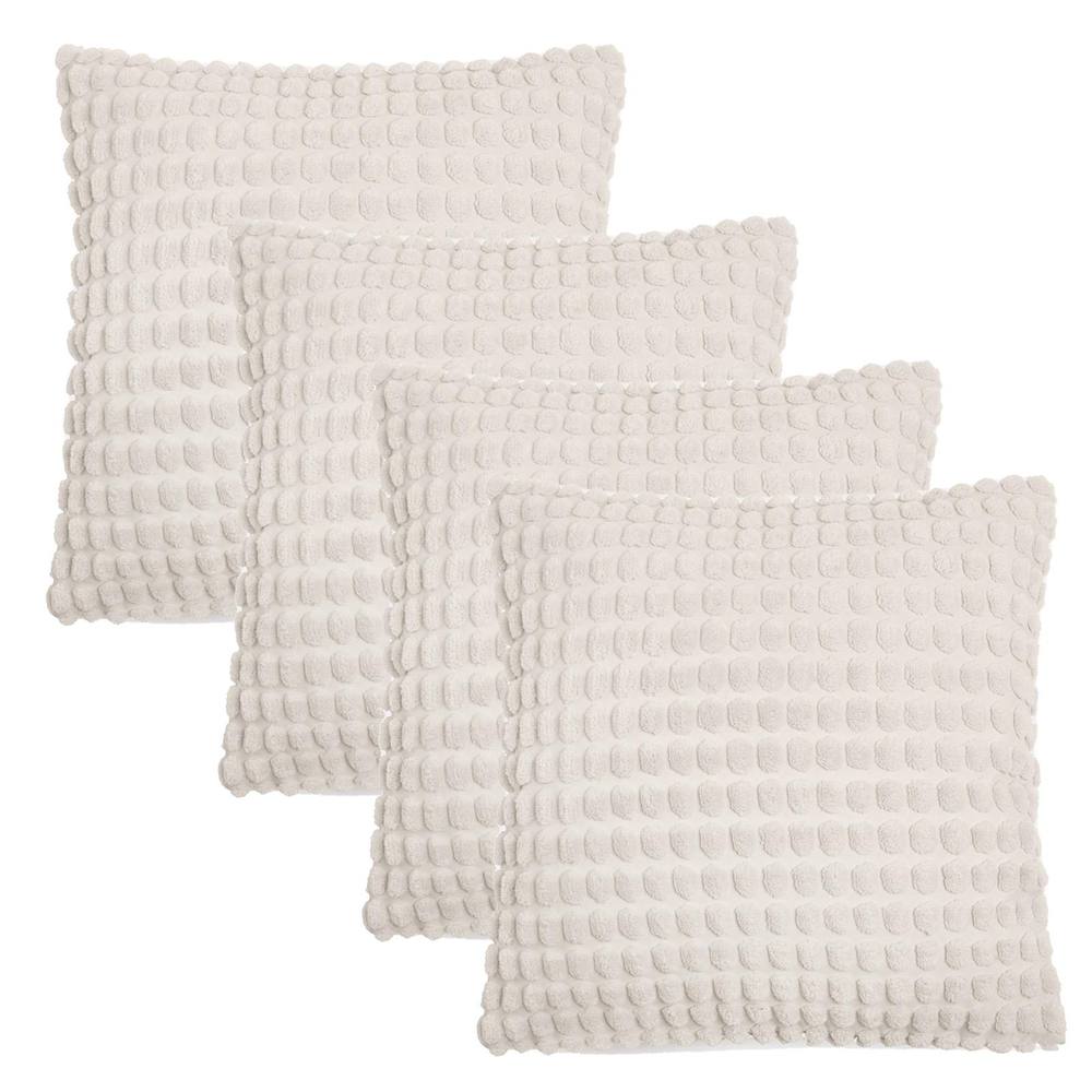 OHS 4 Pack Bobble Cushion Covers Home Decor Set in Cream