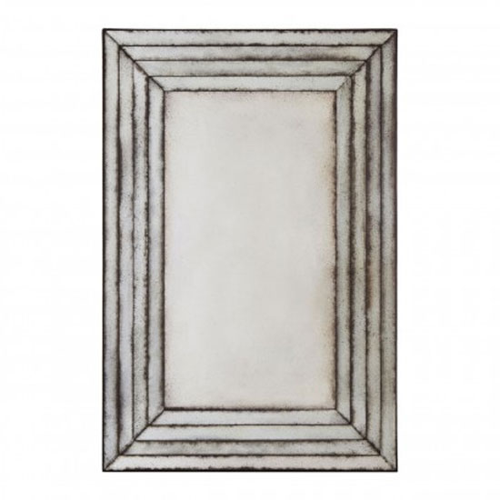 Raze Rectangular Layered Wall Mirror In Antique Silver Frame