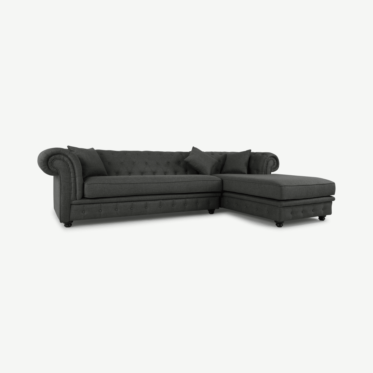 Branagh Right Hand Facing Chaise End  Corner Sofa, Anthracite Grey Fabric