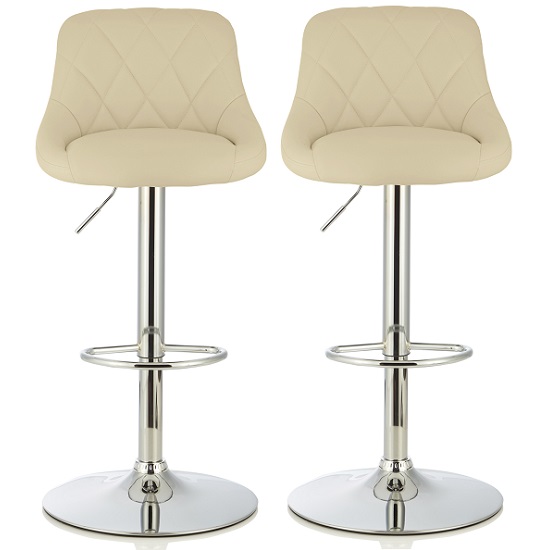 Trezzo Modern Bar Stool In Cream Faux Leather In A Pair