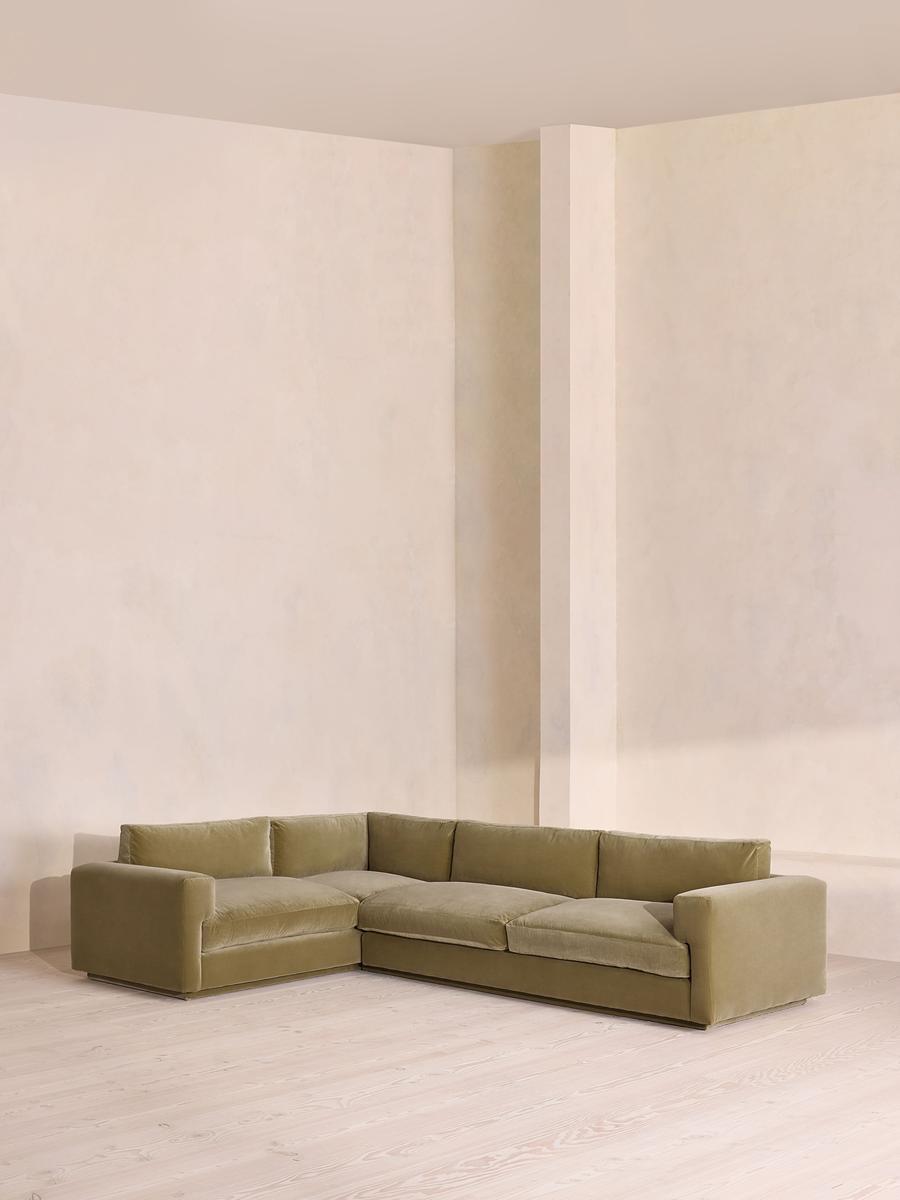 Mossley Left L-Shape Sofa, Velvet, Lichen