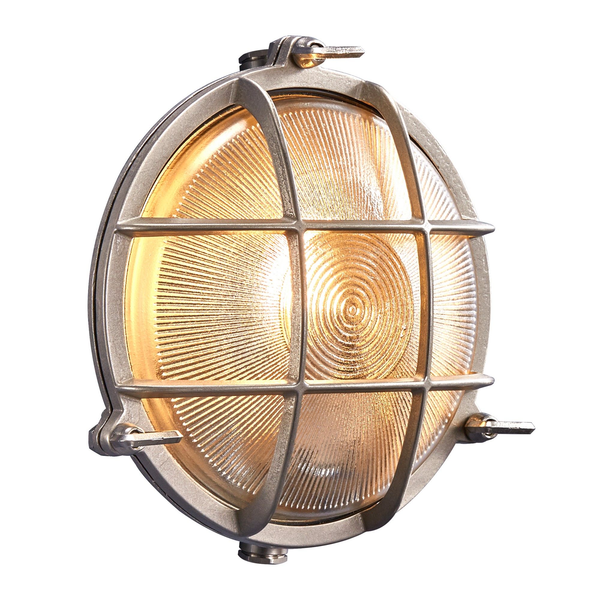 Nordlux Industrial Outdoor Wall Light Silver Brass E27 Coastal/Marine Safe - Mains Powered, IP64 in Metallic Silver