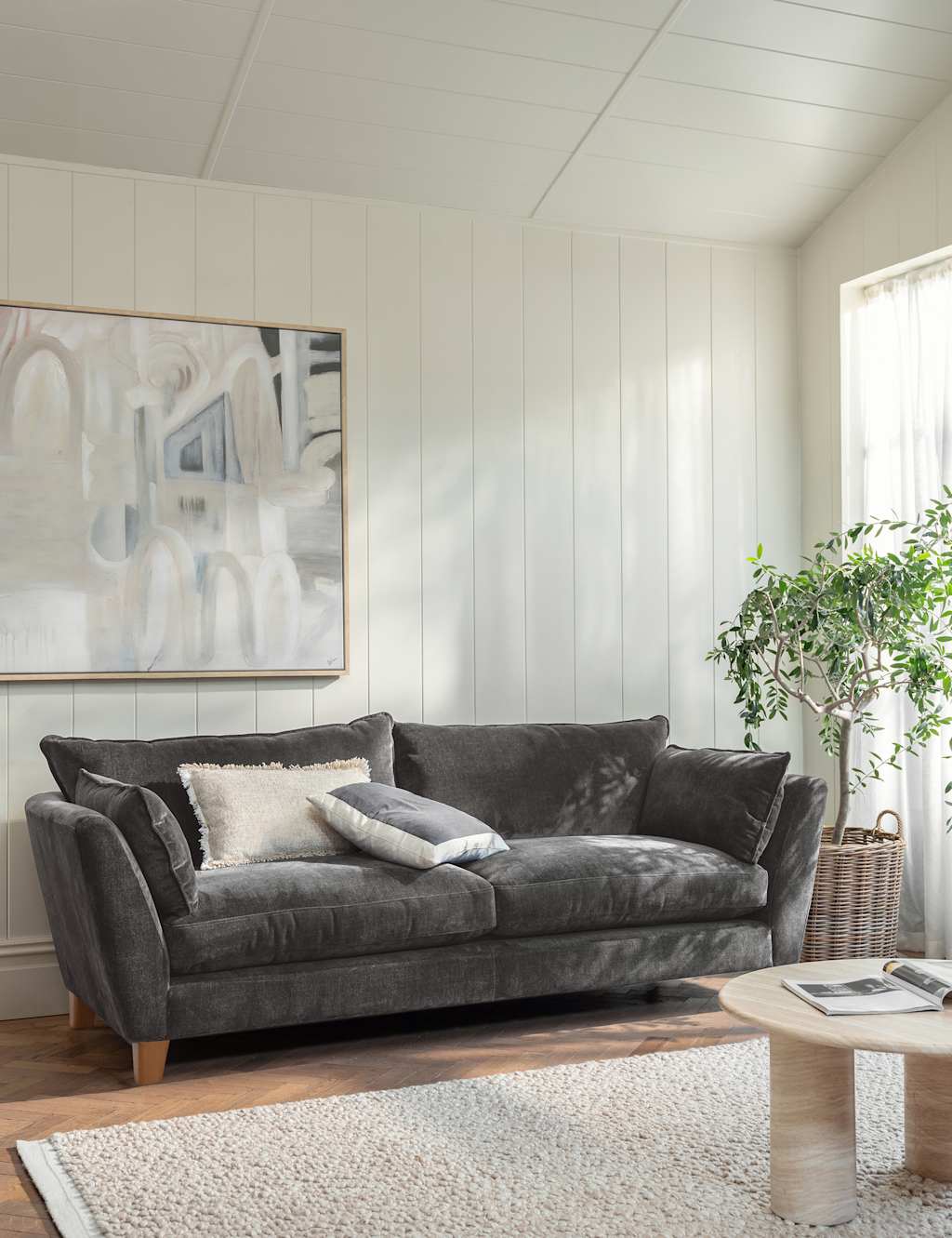 BARKER AND STONEHOUSE Irving Chenille Extra Large 3 Seater Sofa Grey