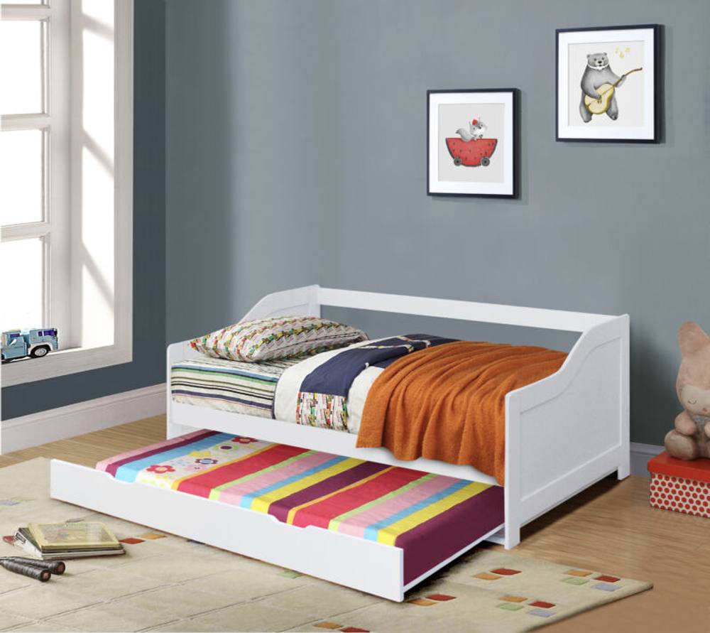 Comfy Living Ltd 3ft Wooden Trundle Bed in White