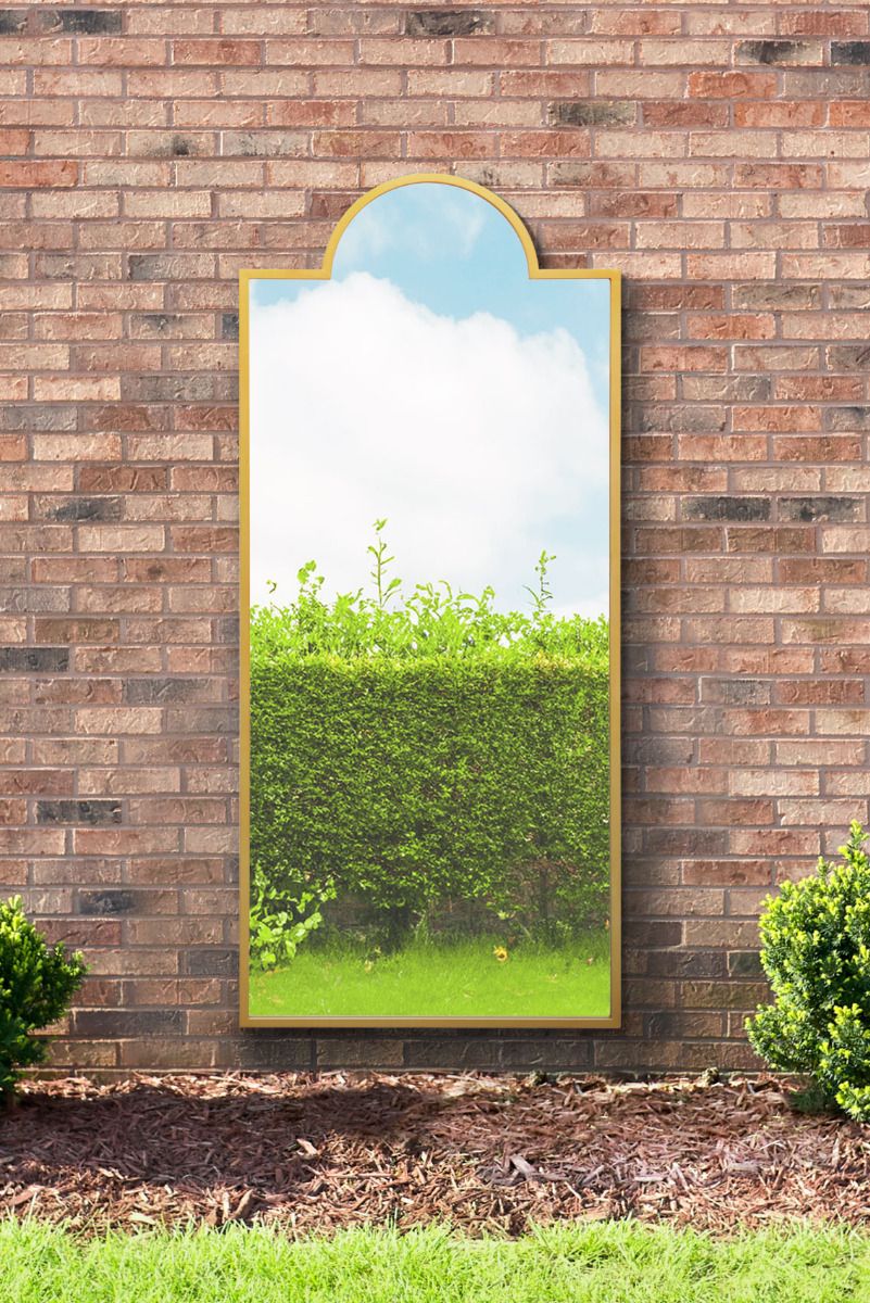 MirrorOutlet Gold Contemporary Wall & Leaner Garden Mirror 67"x 29" 170x75cm