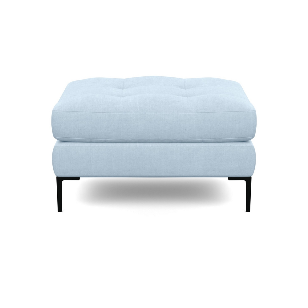 Heal's Eton Footstool Capelo Linen-Cotton Sea Shanty Black Feet