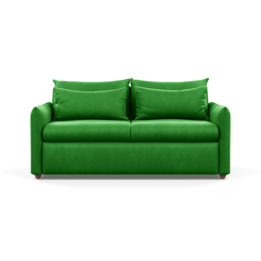 Heal's Pillow Sofa Bed Varese Velvet Emerald Chestnut Stain Feet