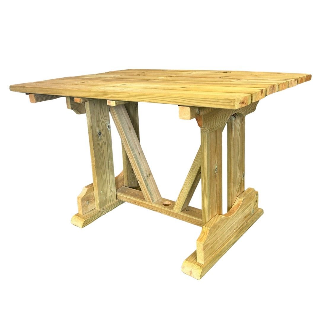 Churnet Valley Garden Furniture Ltd Ergo 4 Seater Table - Wood - L90 x W120 x H78 cm - Partially Assembled in Brown