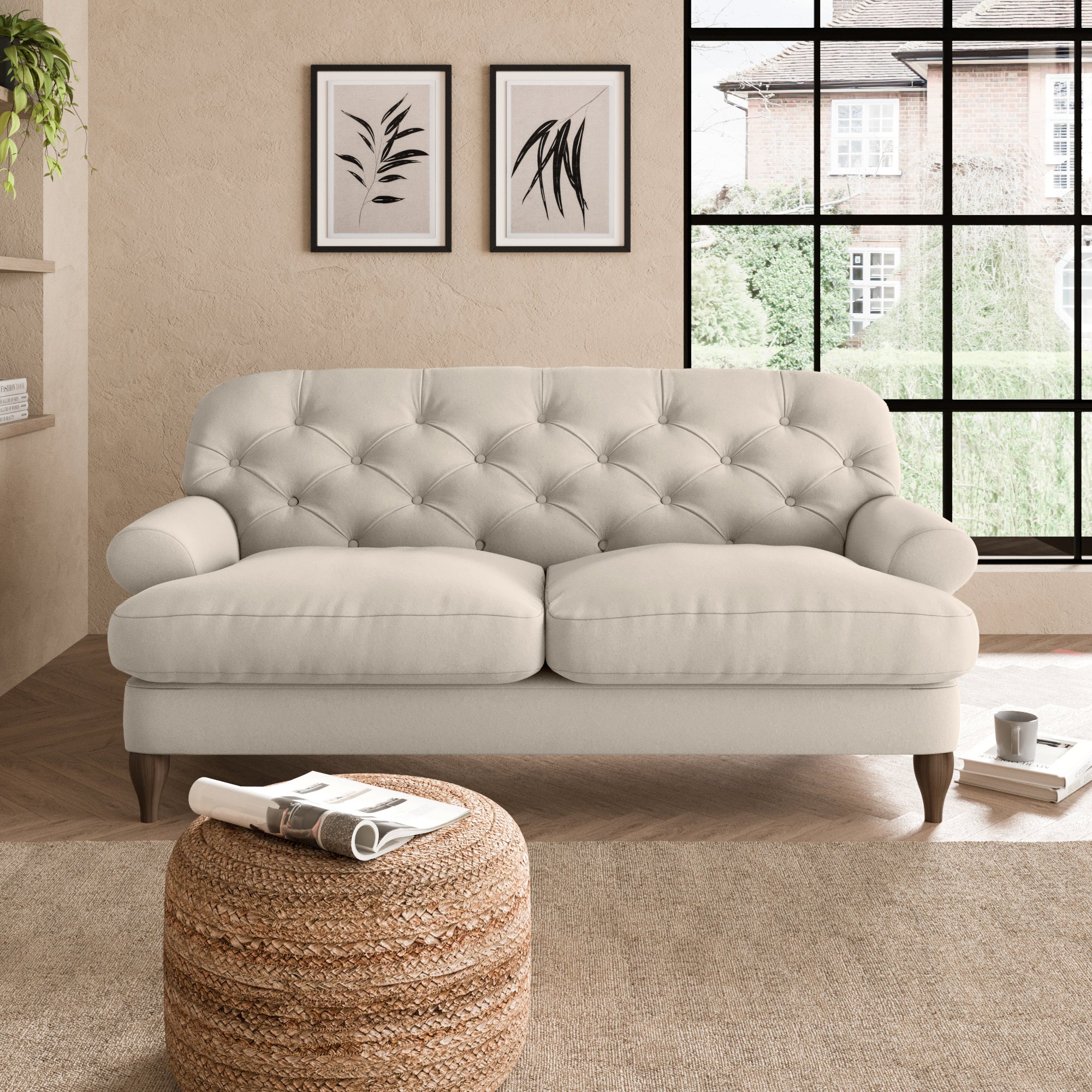 Canterbury Luxury Velvet 2 Seater Sofa Luxury Velvet Natural