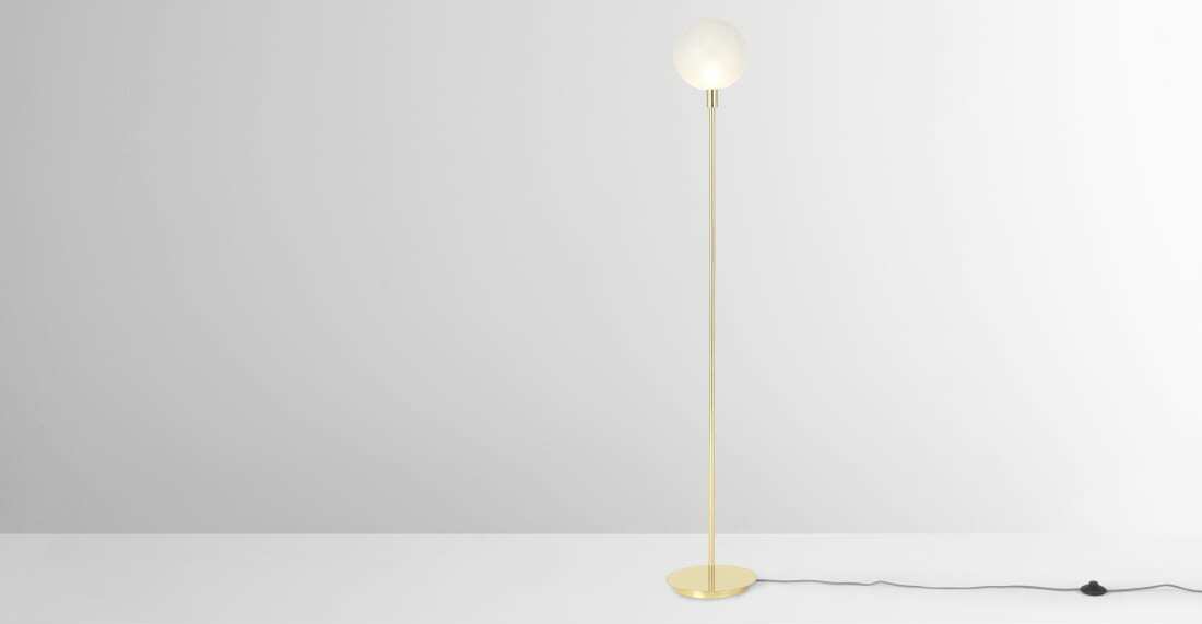 Boll Floor Lamp, Brass & Frosted Glass