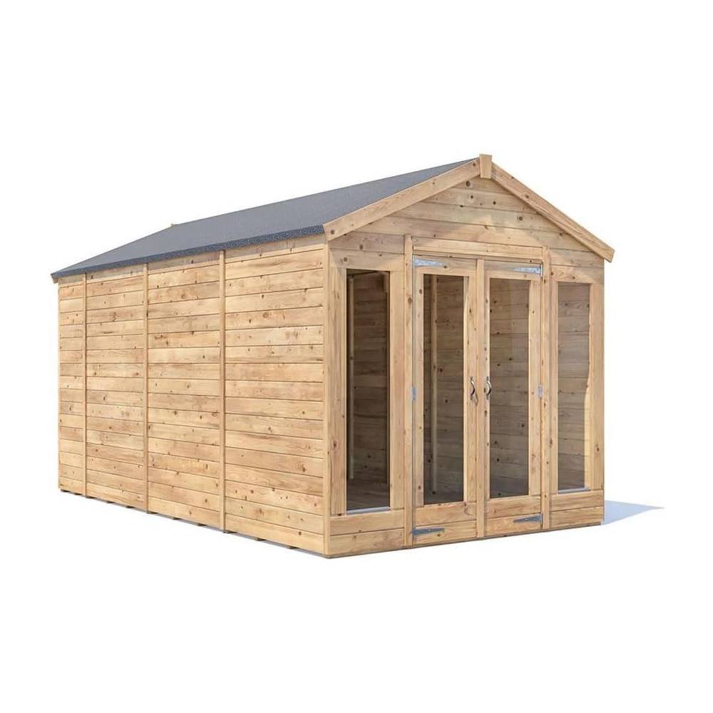 Dunster House Summerhouse 2.4m x 4m (8' x 14') Apex Roof, RagePanda Modular in Brown