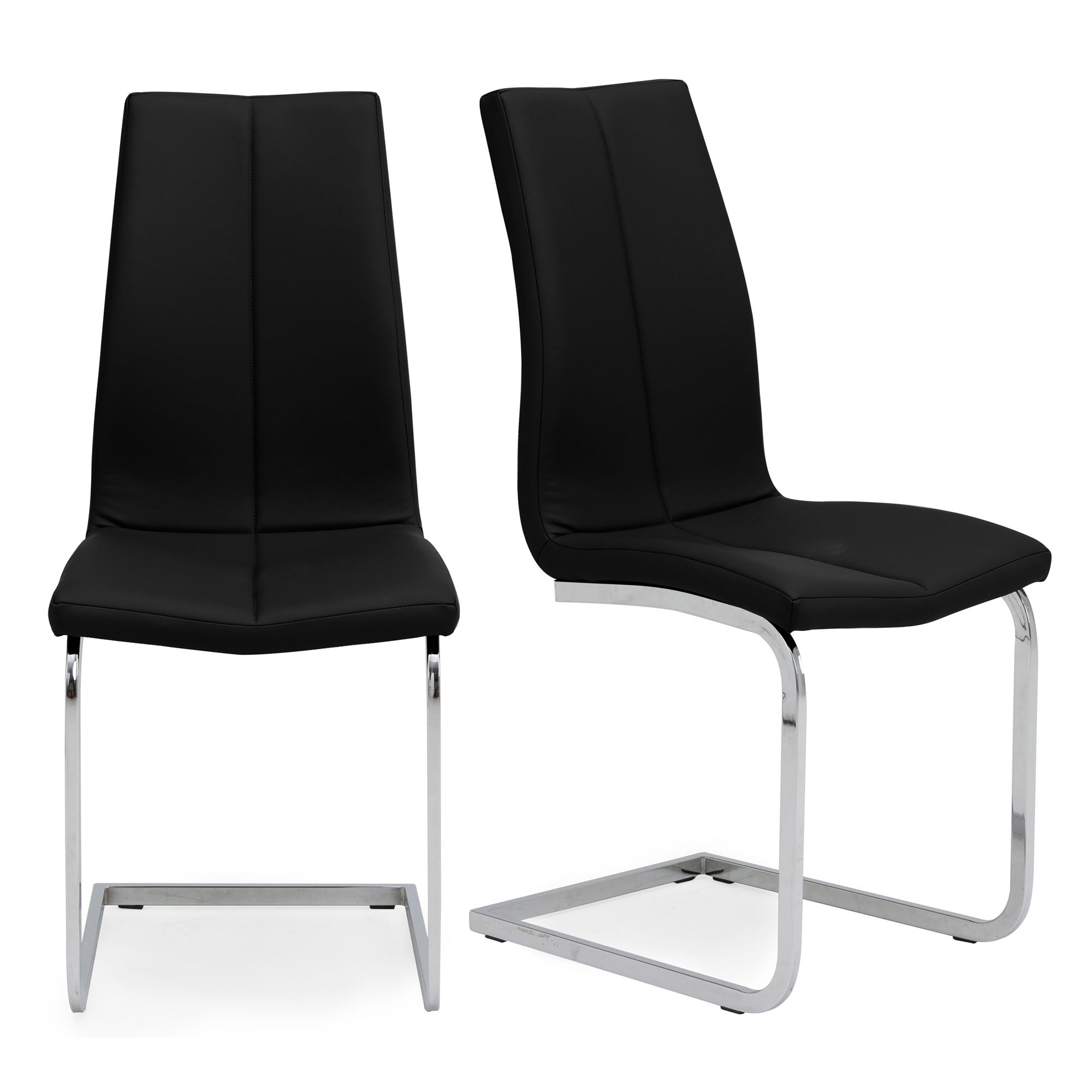Jamison Set of 2 Dining Chairs Black PU Leather Black