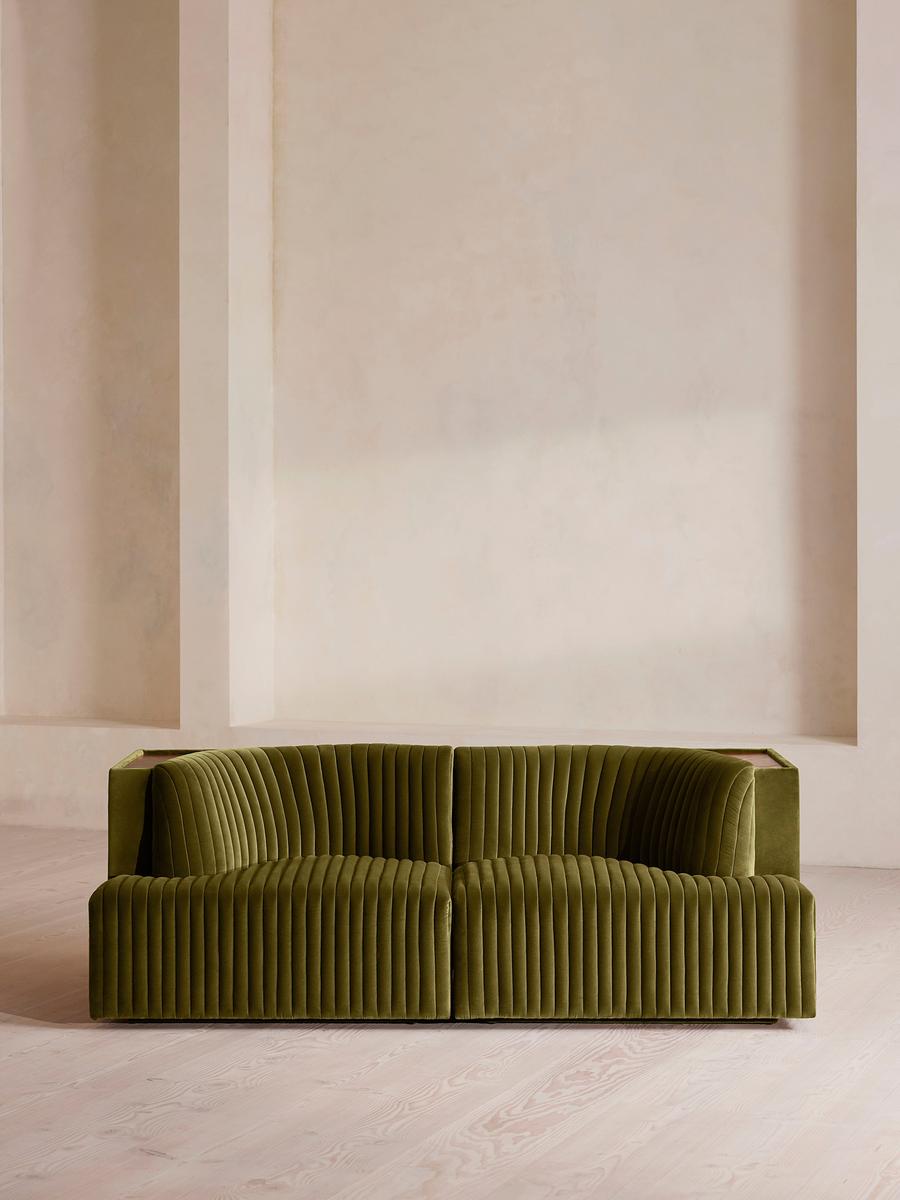 Hamish Modular Sofa, Three Seater, Velvet, Olive