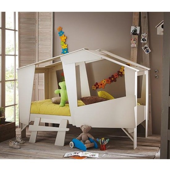 Annecy Wooden Children Bed In Taupe And Beige