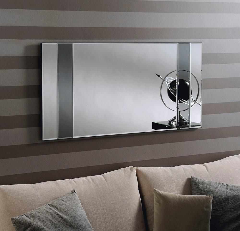 Yearn Mirrors Grey Tinted Bevelled Panelled Mirror 122x61cm in Black