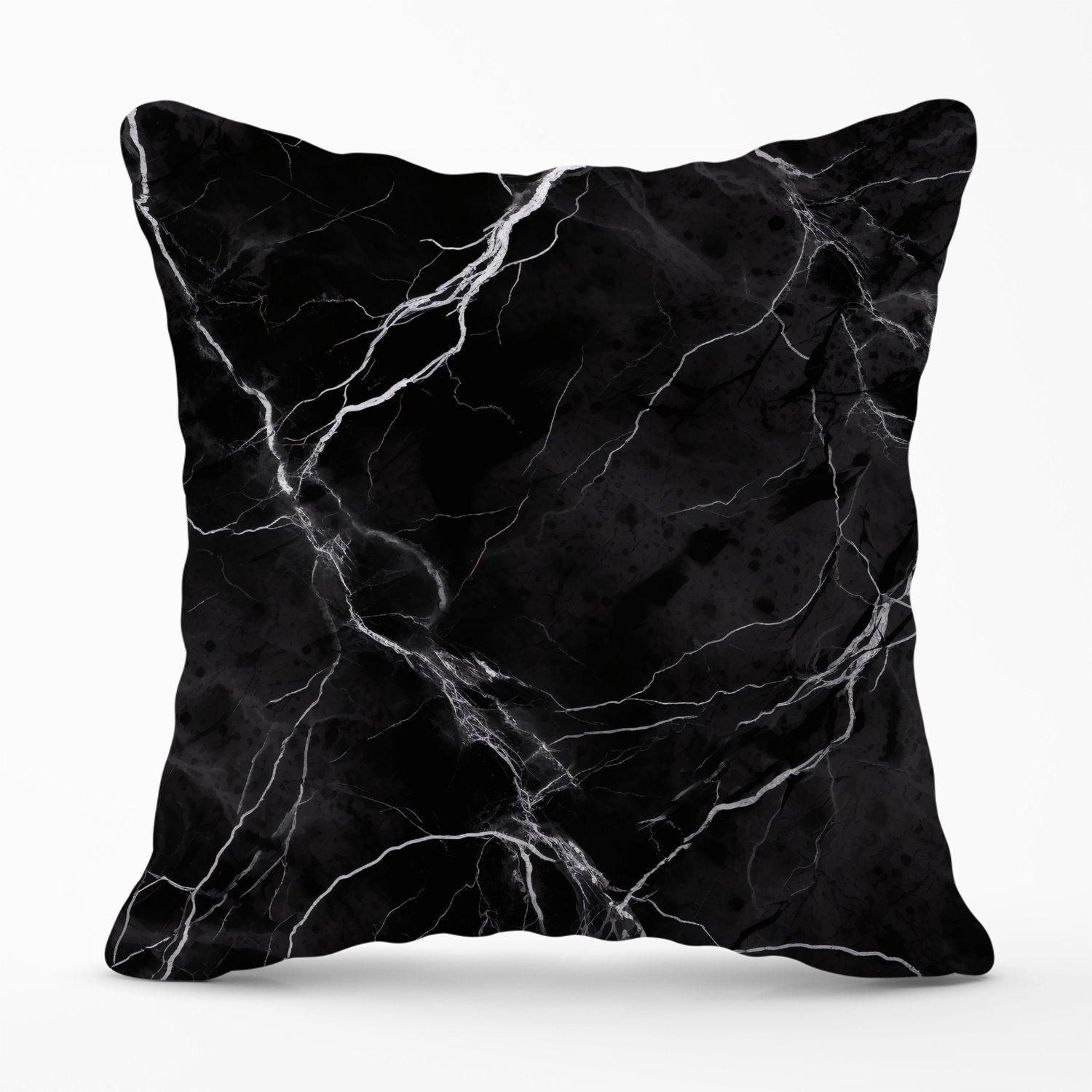 Warren Reed - Designer Black Marble Pattern Outdoor Cushion