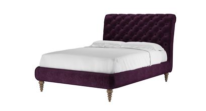 Knightsbridge (No Footboard) Double Bed in Plum Smart Velvet - sofa.com