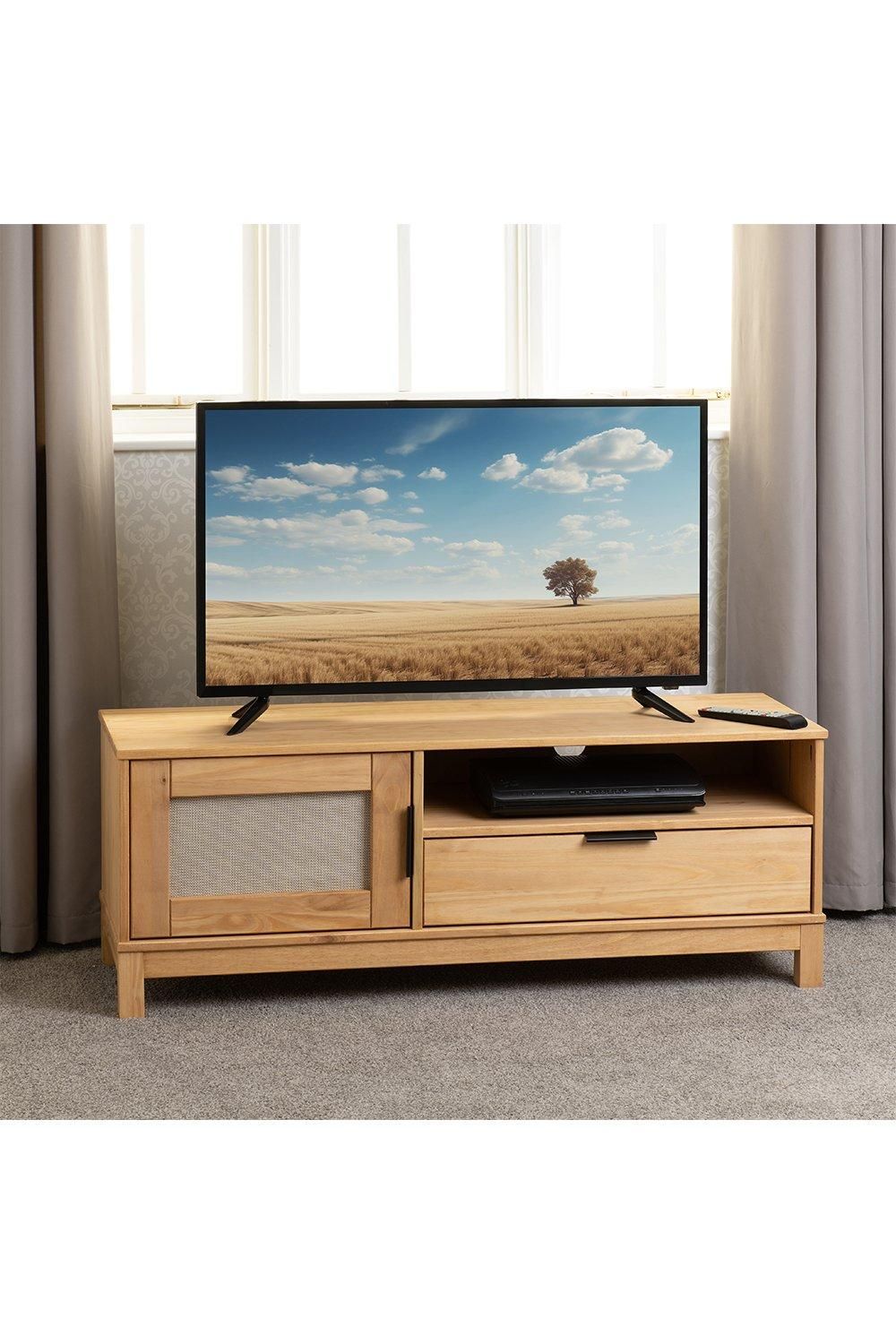 Seconique Corona Rattan 1 Door 1 Drawer TV Unit in Natural