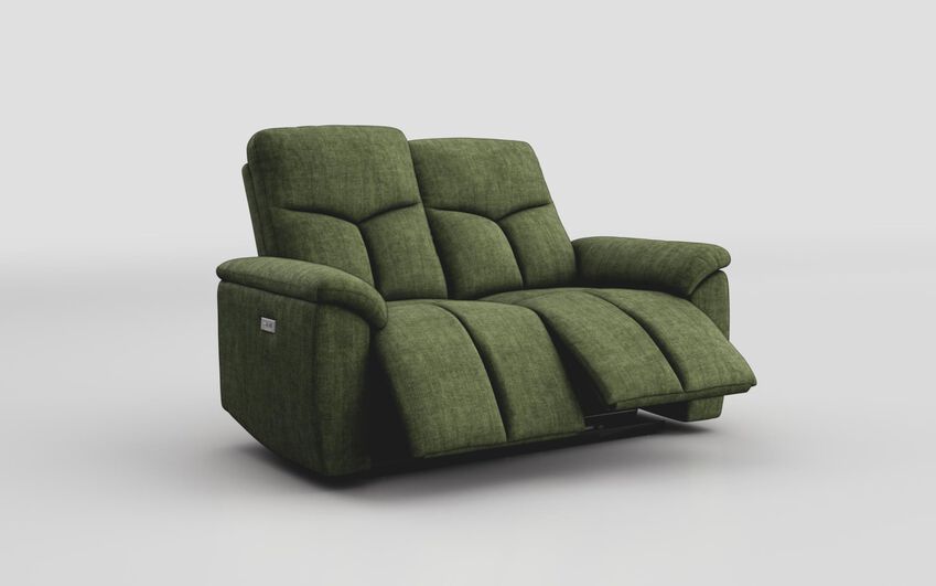 Green Fabric Caselle 2 Seater Power Recliner Sofa