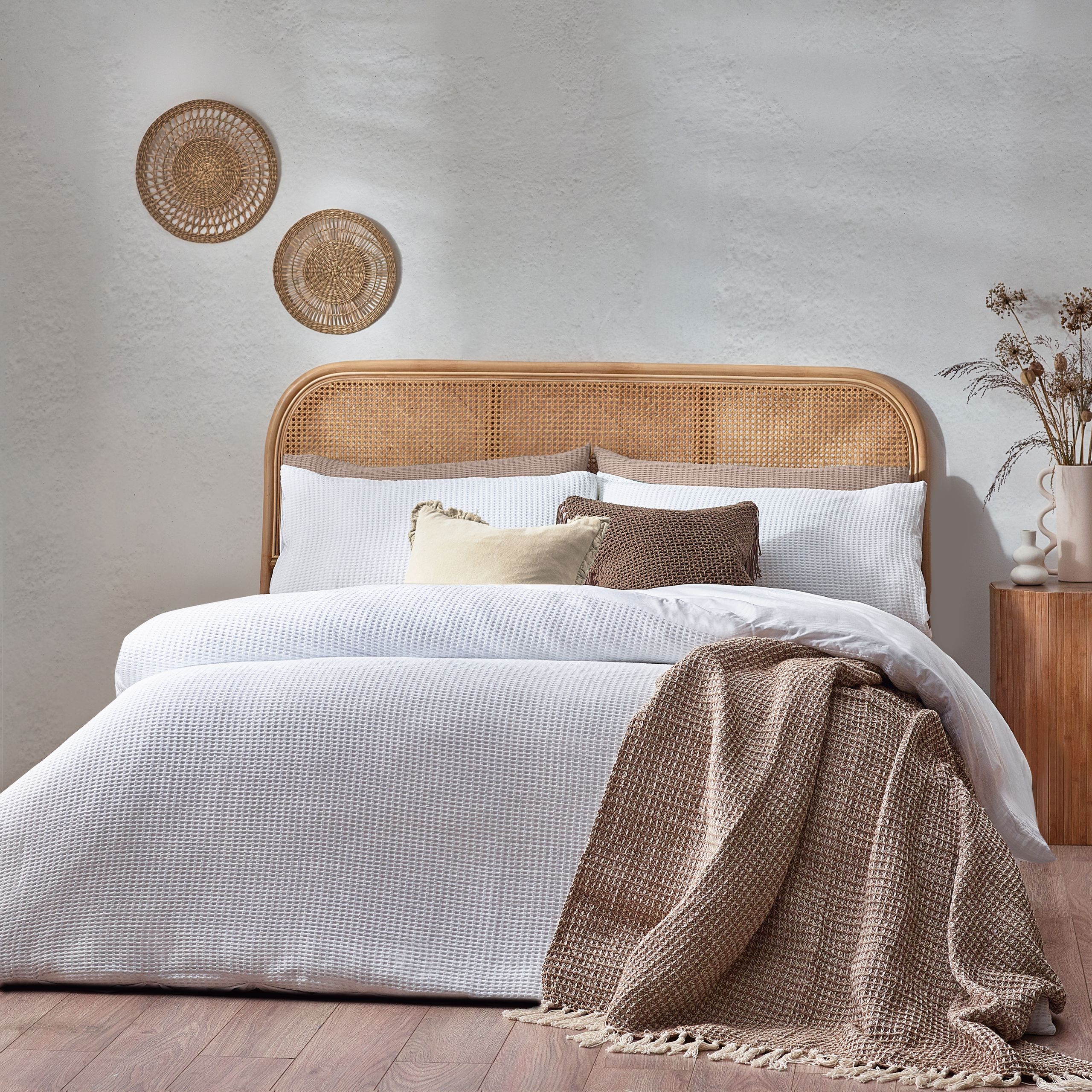Yard Chunky Waffle 100% Cotton Duvet Cover Set in White