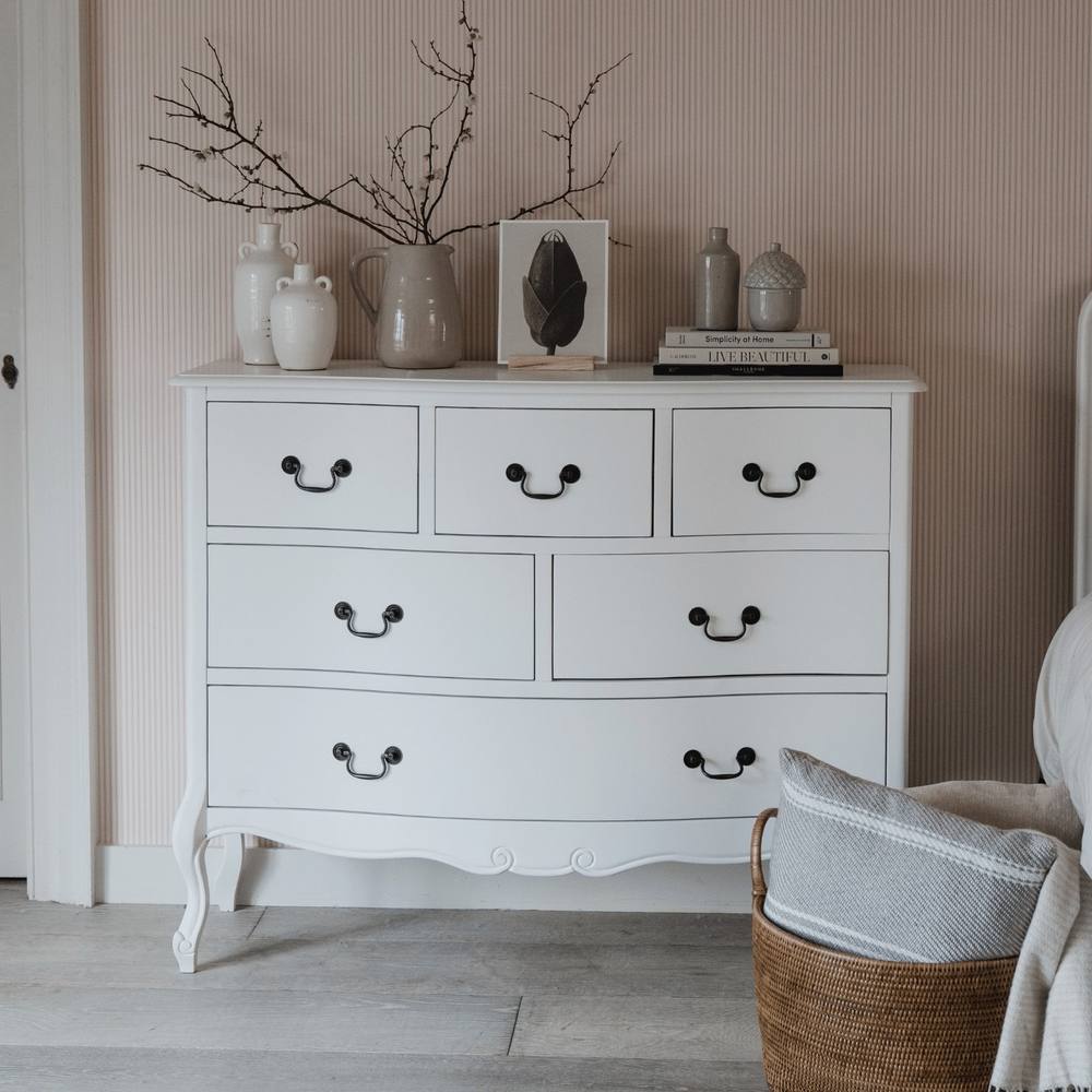 Statement Furniture Juliette Vintage Chic 6 Drawer Chest of Drawers in White