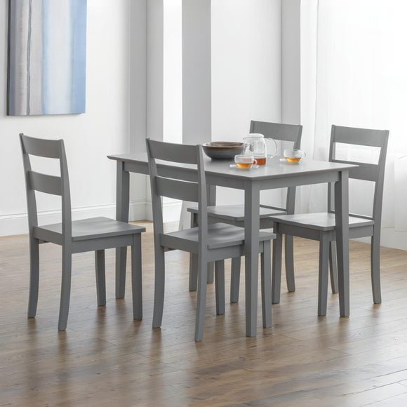 Kobe 4 Seater Rectangular Small Dining Table with 4 Chairs, Grey