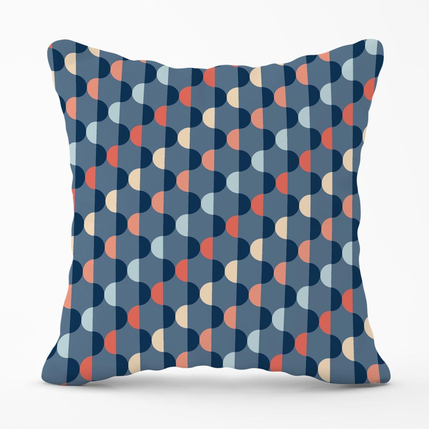 Warren Reed - Designer Geometric Pattern Outdoor Cushion in Blue
