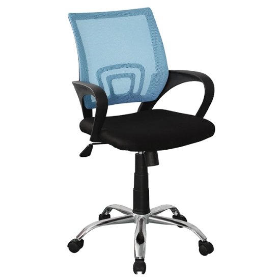 Loft Fabric Blue Mesh Back Study Chair In Black