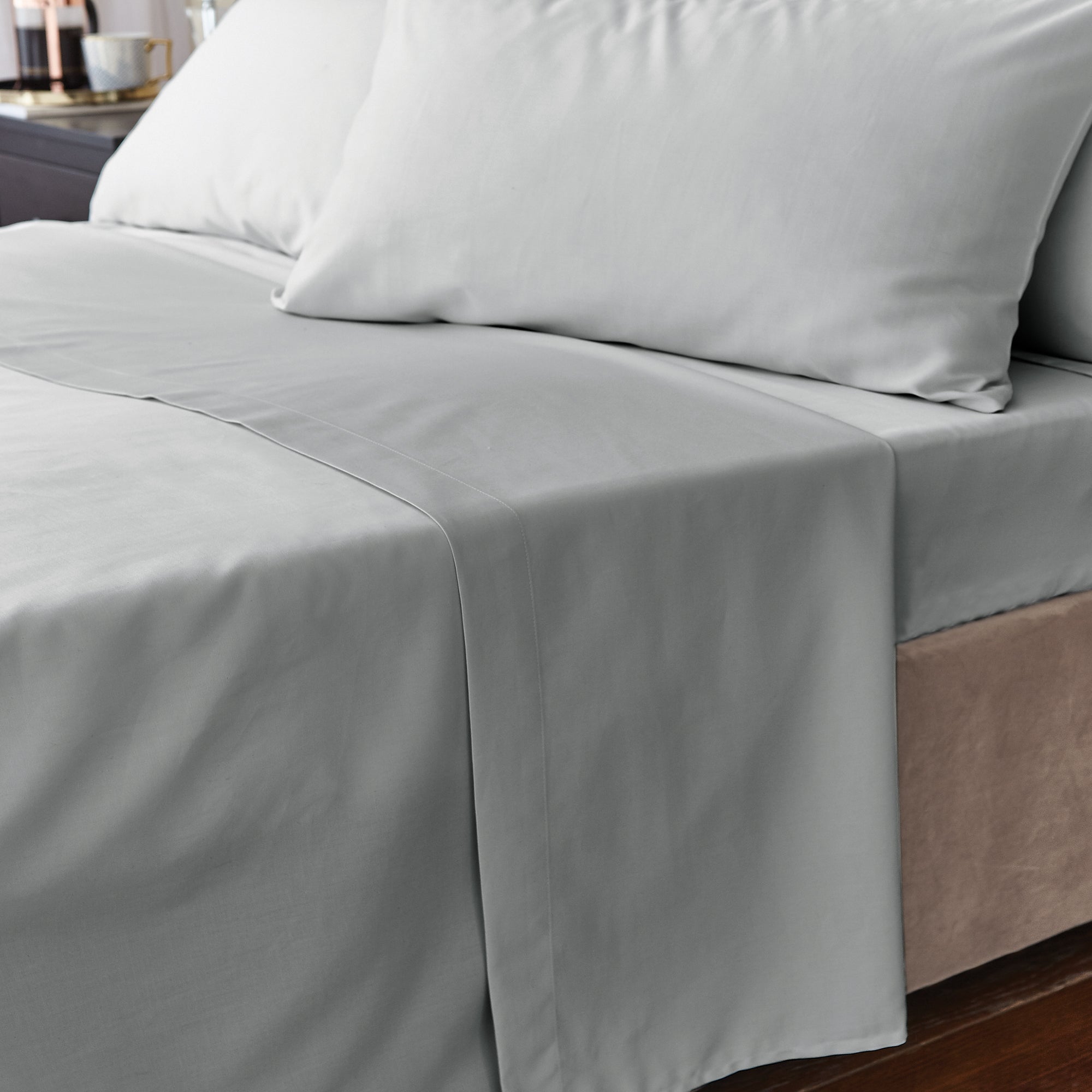 Hotel Egyptian Cotton 230 Thread Count Sateen Flat Sheet Silver
