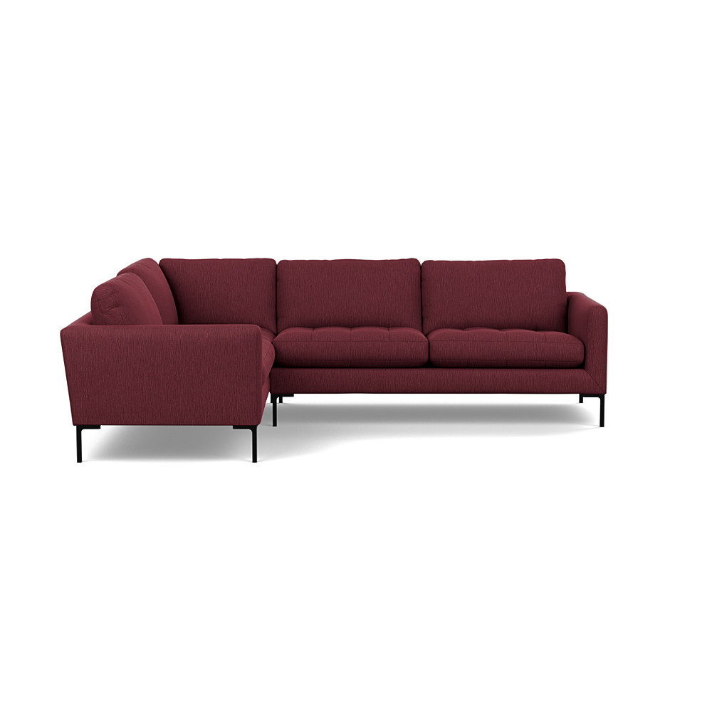 Heal's Eton Left Hand Facing Corner Sofa Smart Linen Mix Maroon Black Feet