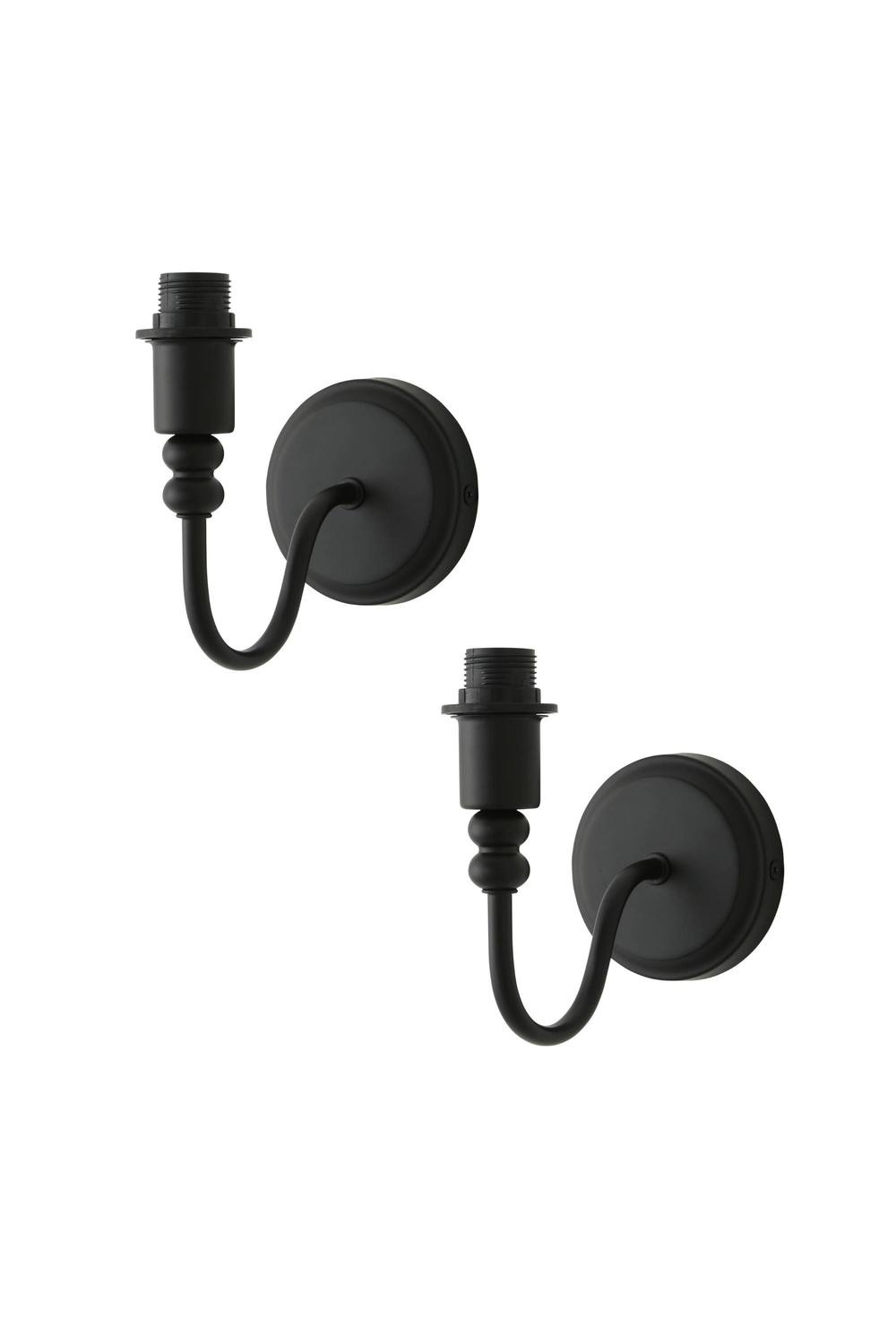 ValueLights Binky Pair of Rechargeable LED Bulb Wall Light Bases in Black