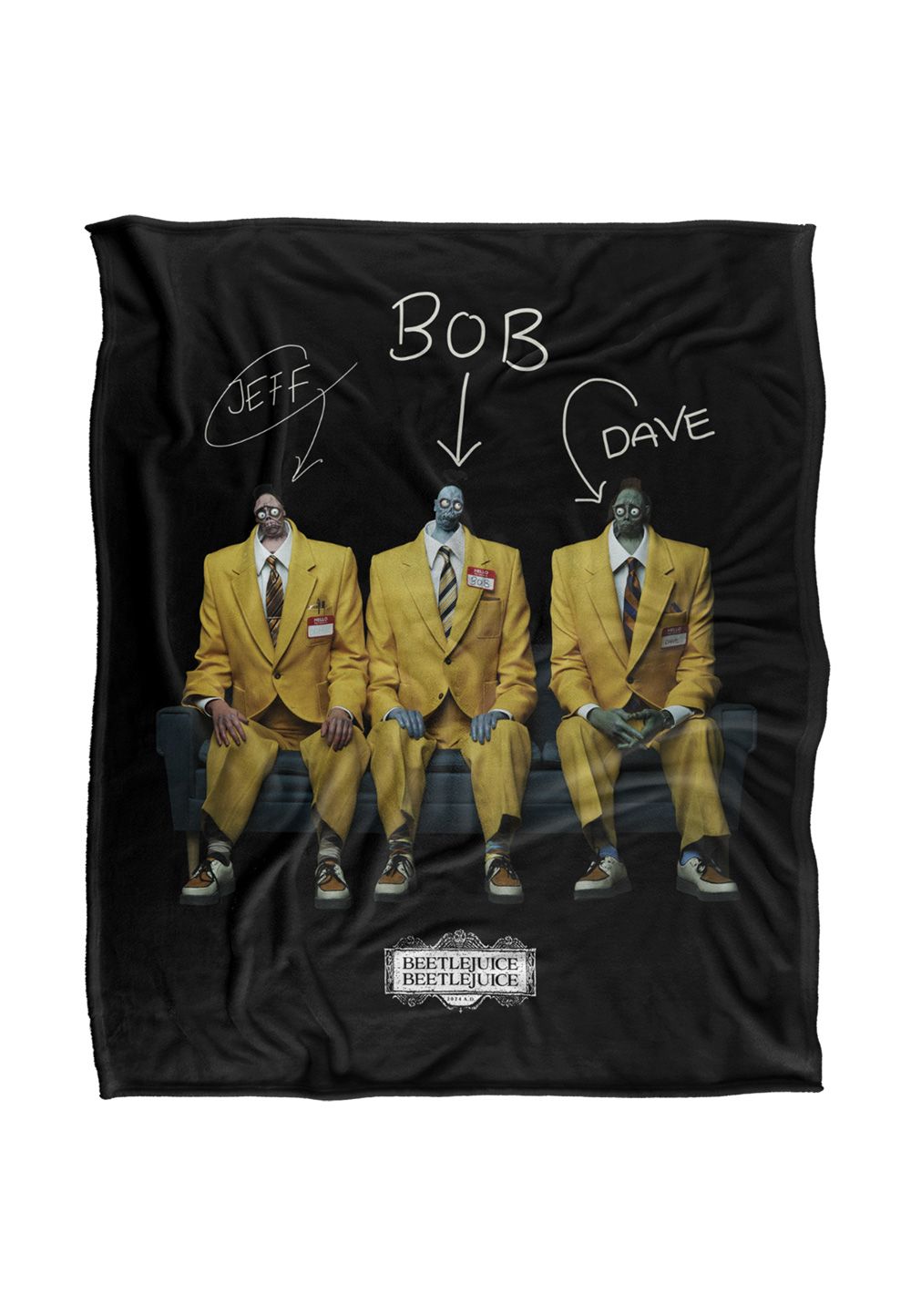 Warner Brothers Beetlejuice 50x60 Shrinker Group Silky Touch Super Soft Throw Blanket in White