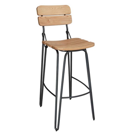 Sandra Bar Chair In Natural Elm With Steel Frame