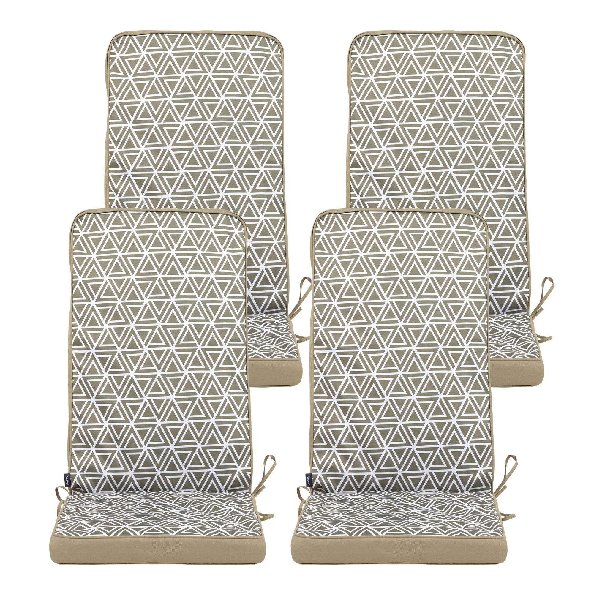 icon Outdoor High Back Seat Cushion Set of 4 Olive Green Geometric