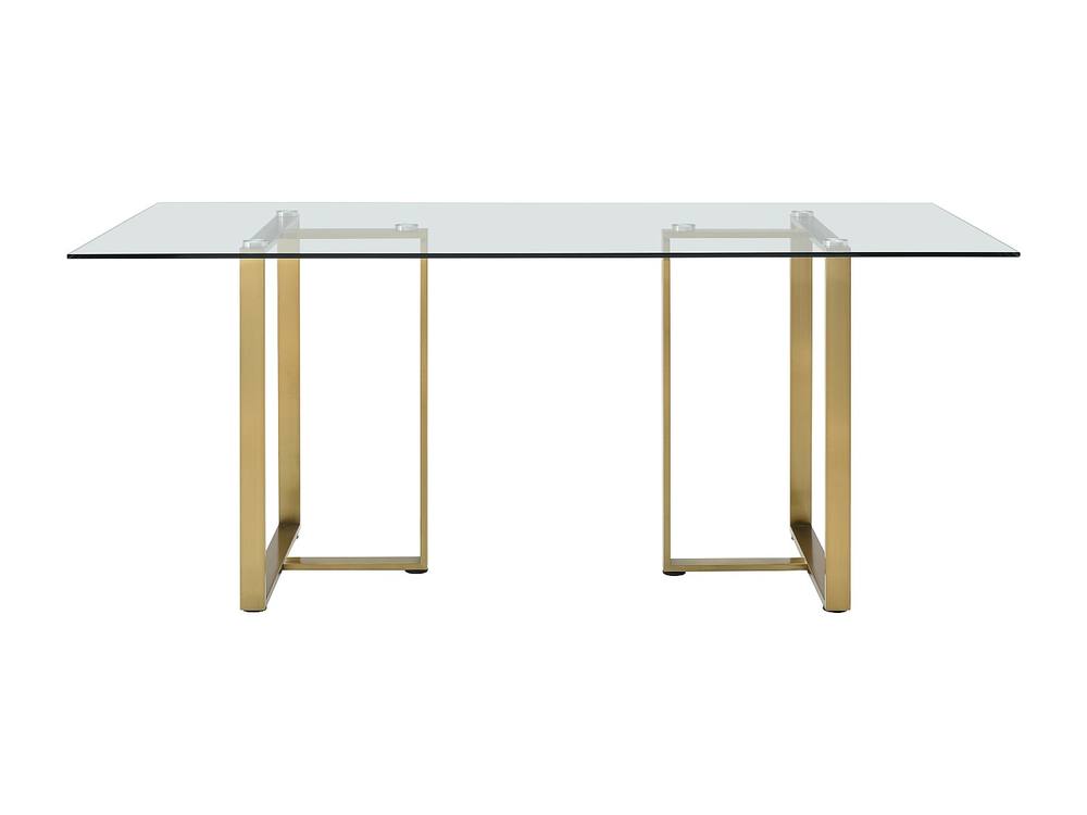 Vente-unique 6 - Seaterer Dining Table - Tempered Glass & Stainless Steel in Clear