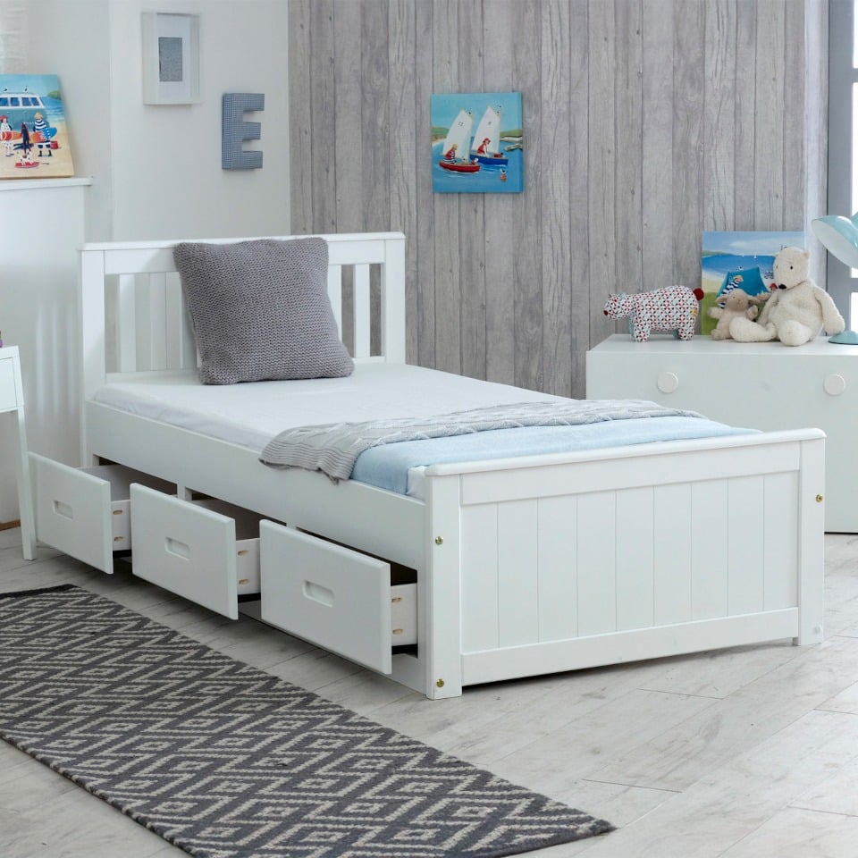 Mission - KIng - Storage Bed - White - Wood - 5ft - Happy Beds